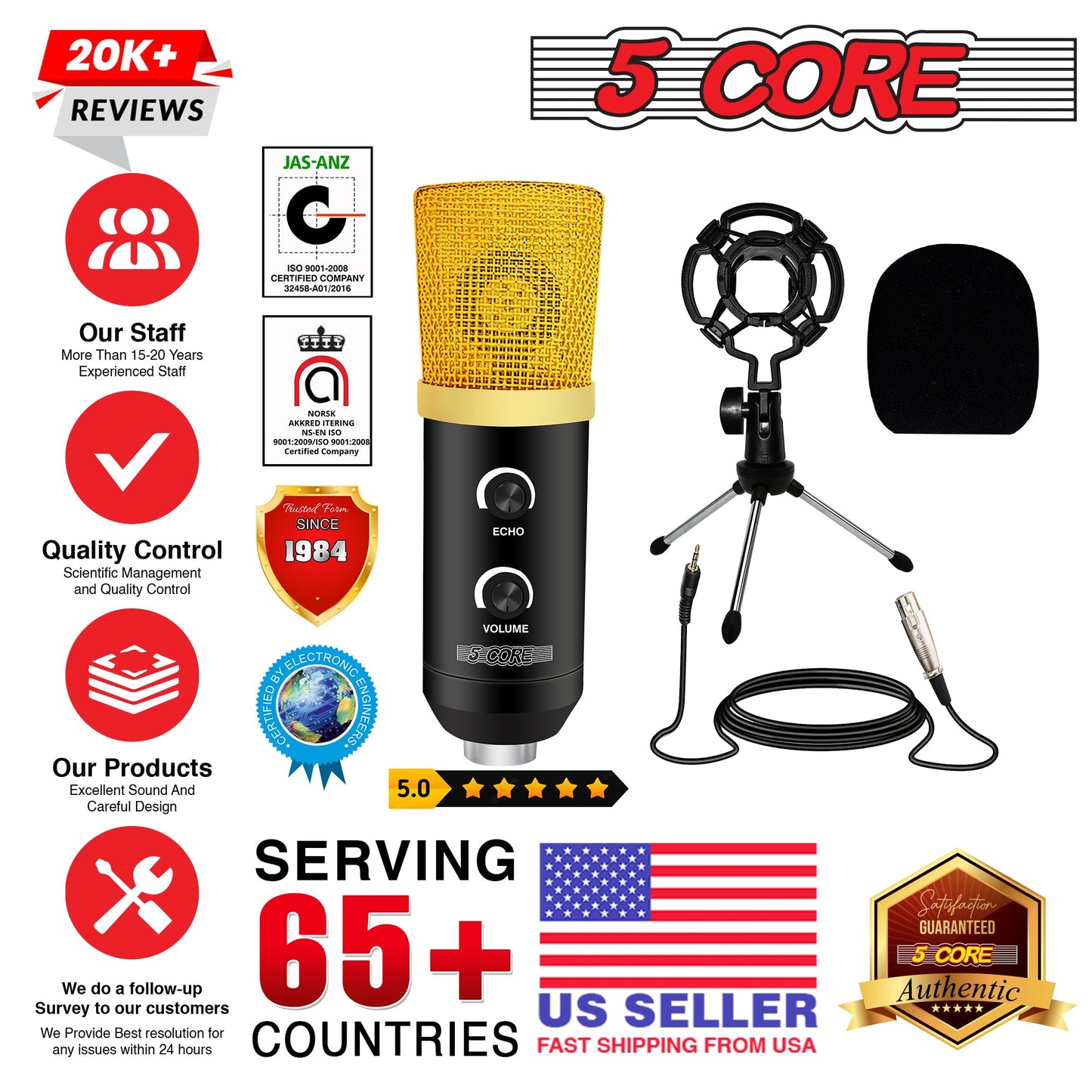 5Core Podcast Equipment Bundle Professional Studio XLR Condenser