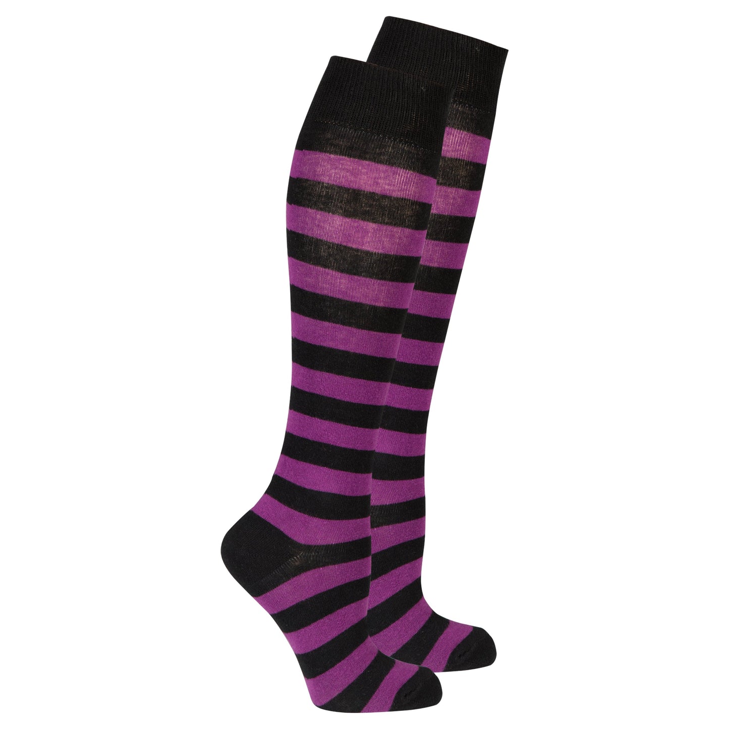 Women's Plum Stripe Knee High Socks