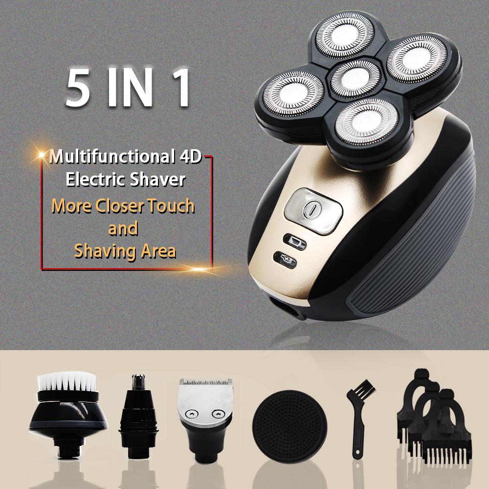 5 In 1 Men Rechargeable Electric Shaver Razor 5 Floating Head Beards