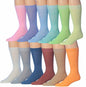 James Fiallo Mens 12 Pairs Funny Faces Striped Colorful Crew Socks