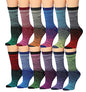 Tipi Toe Women's 12 Pairs Colorful Patterned Crew Socks WC91-AB