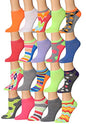 Tipi Toe Women's 20 Pairs Colorful Patterned Low Cut/No Show Socks