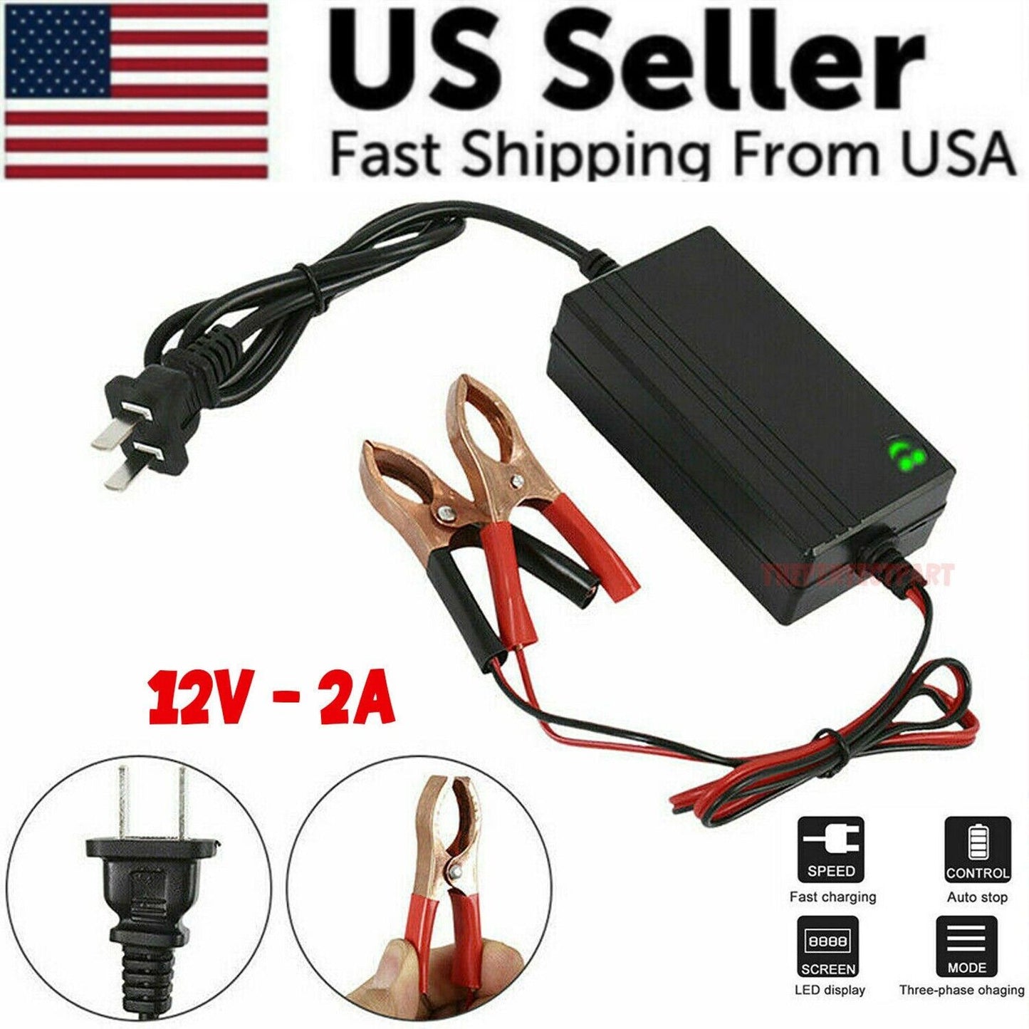 Portable 12V Auto Car Battery Charger Truck Trickle Maintainer Boat