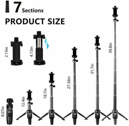 Selfie Stick Tripod 40" Bluetooth Remote Portable for iPhone and