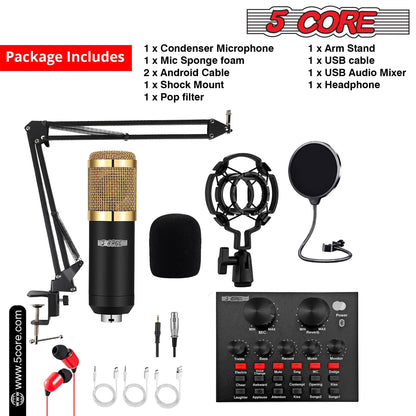 5Core Recording Microphone Podcast Bundle  Professional Condenser