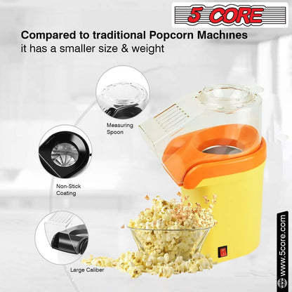 5Core Popcorn Machine 16 Cup Hot Air Popper Mini Portable Electric Pop