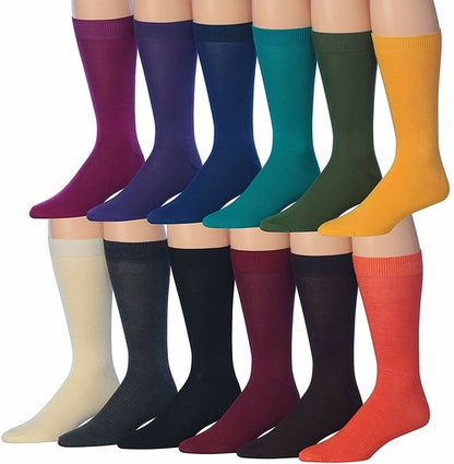 James Fiallo Mens 12 Pairs Funny Faces Striped Colorful Crew Socks