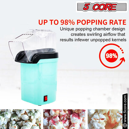 5Core Popcorn Machine 16 Cup Hot Air Popper Mini Portable Electric Pop