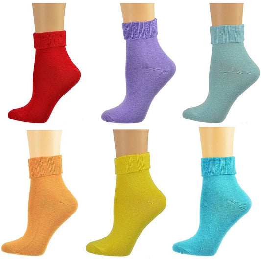 Colorful Socks - Sierra Socks Women Triple Cuff Crew Cotton Colorful