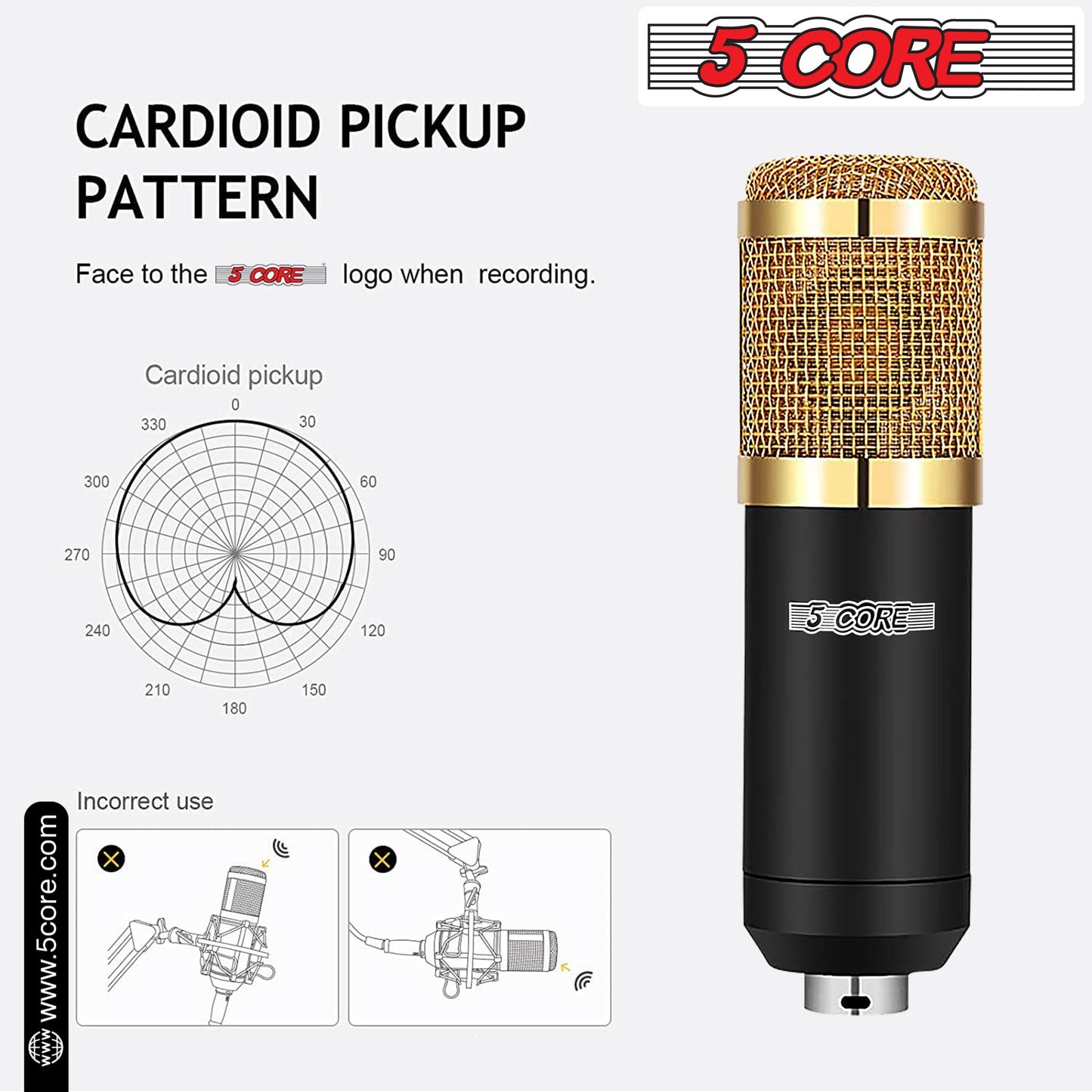 5Core Recording Microphone Podcast Bundle  Professional Condenser