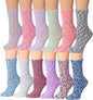 Tipi Toe Women's 12-Pairs Soft Fuzzy Anti-Skid Crew Socks