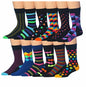 James Fiallo Mens 12 Pairs Funny Faces Striped Colorful Crew Socks