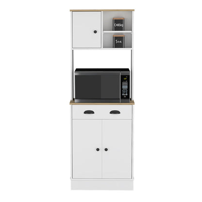 Microwave Storage Stand with 3-Doors and Drawer Arlington, White /