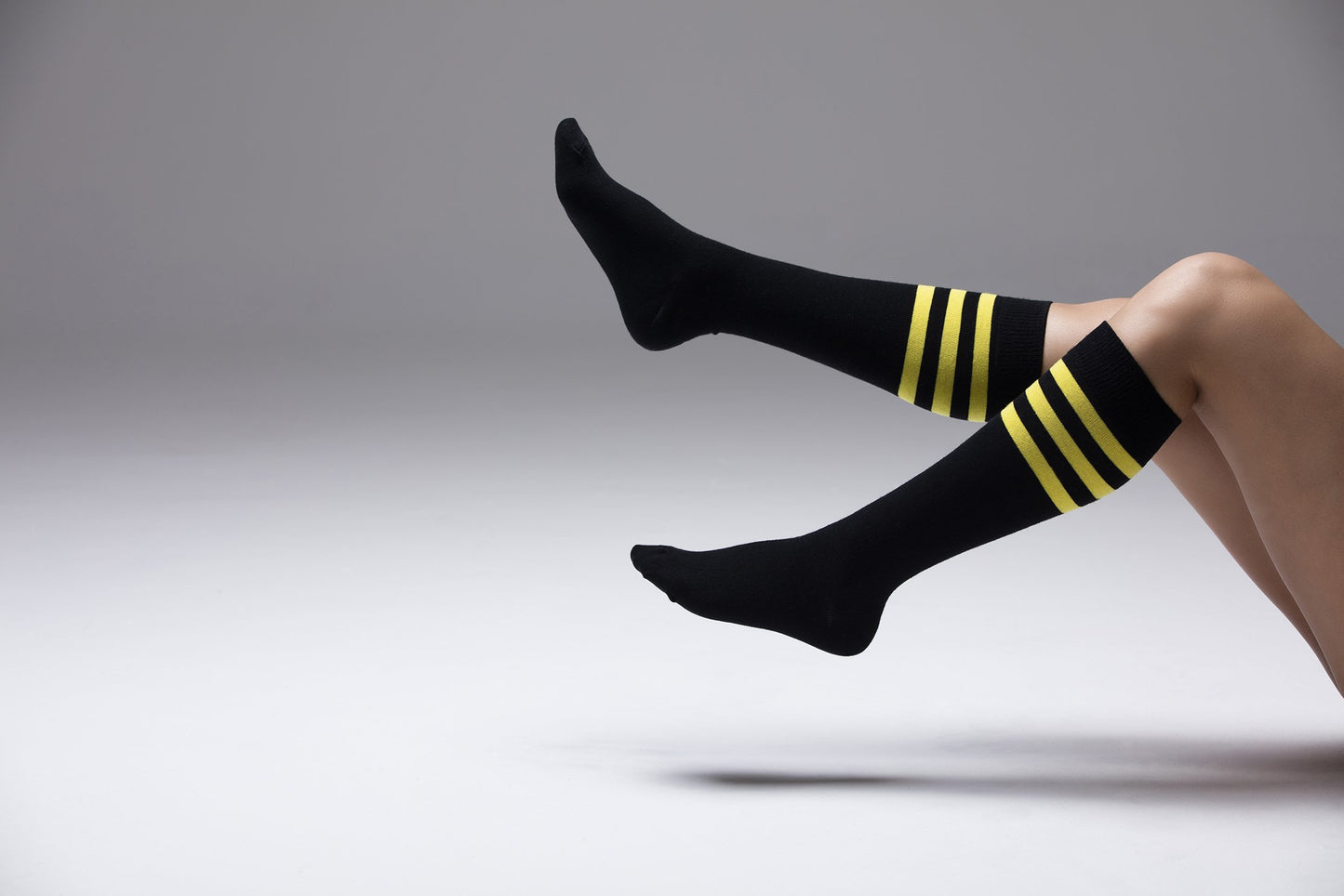 Women's Shiny Dark Stripe Knee High Socks Set