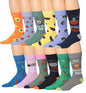 James Fiallo Mens 12 Pairs Funny Faces Striped Colorful Crew Socks