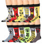 James Fiallo Mens 12 Pairs Funny Faces Striped Colorful Crew Socks