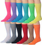 James Fiallo Mens 12 Pairs Funny Faces Striped Colorful Crew Socks