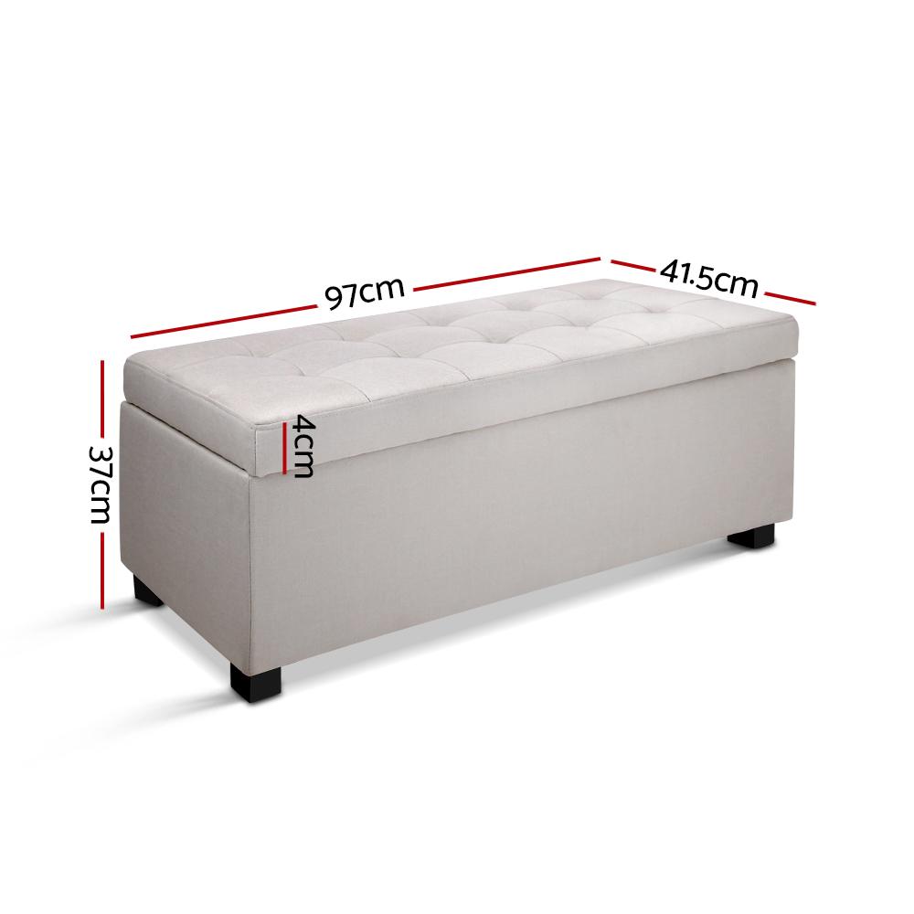 Artiss Large Fabric Storage Ottoman - Beige