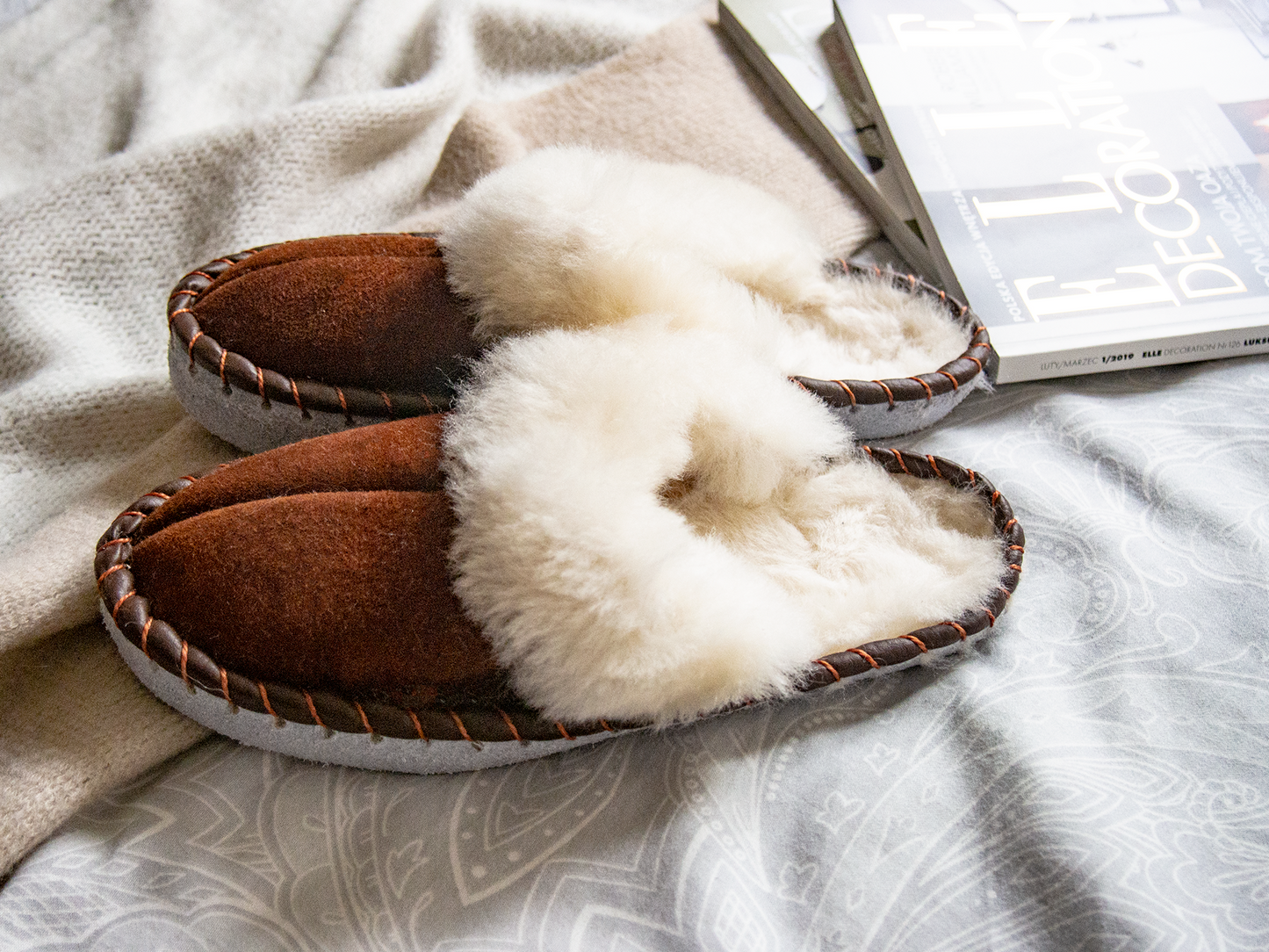 Brown Shearling Sheepskin Mules