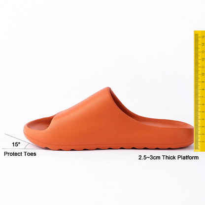 Platform Pillow Slides for Women - Orange Chunky Shower Slippers