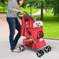 PawHut Cat Dog Carrier Cart Foldable Cup Holder with Storage Red