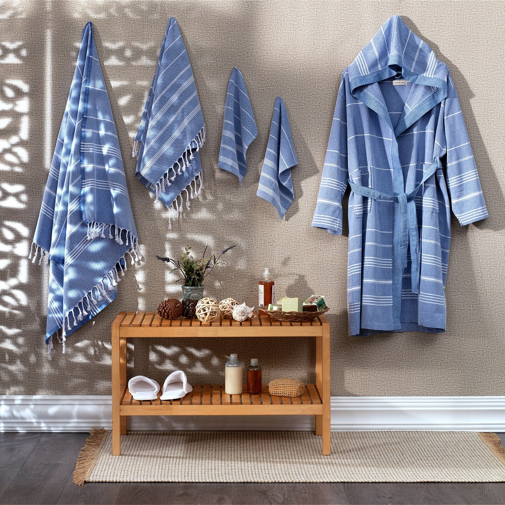 Marida Unisex Cotton Hammam Robe and Towel Set, 5 Pieces