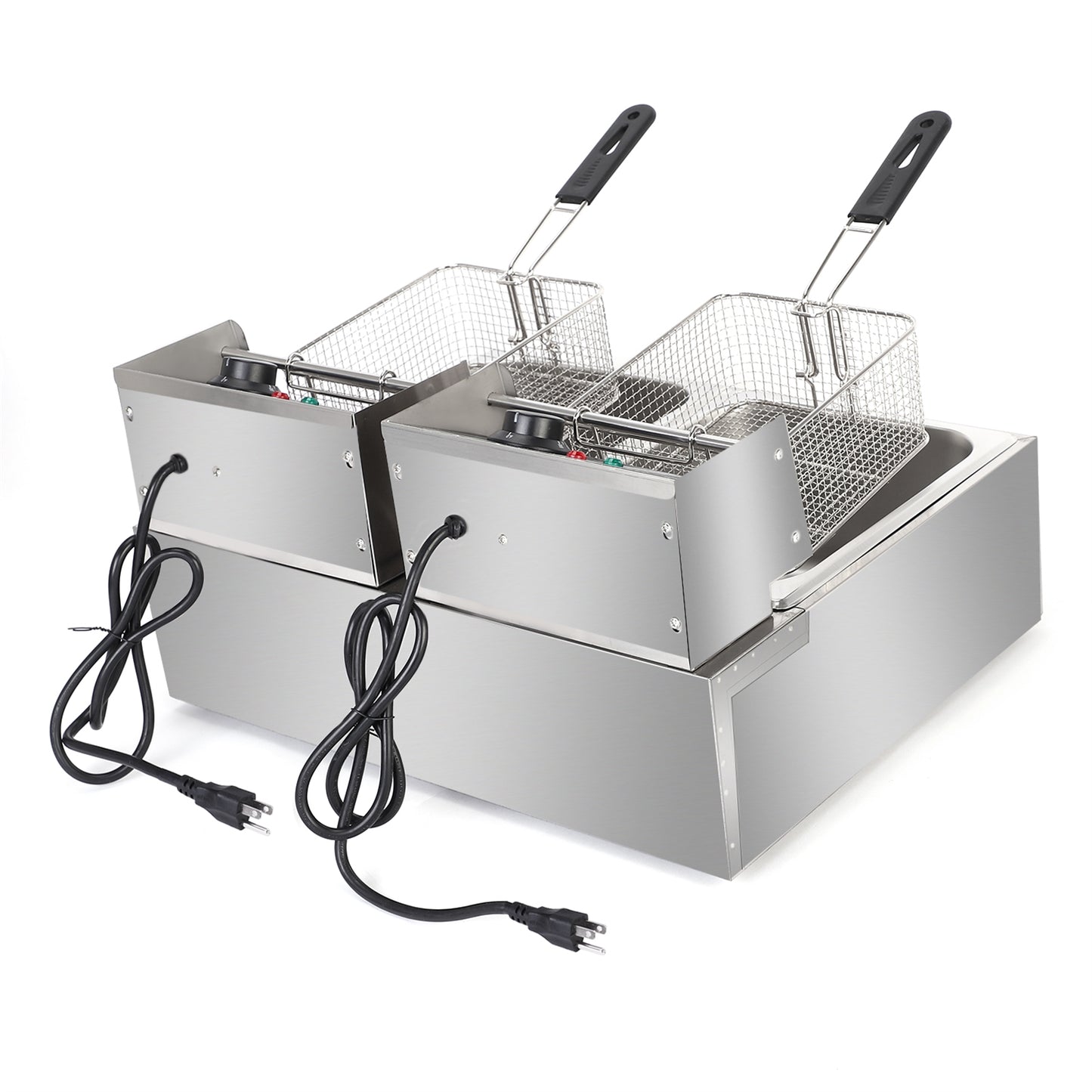 110V 12L Stainless Steel Double Cylinder Electric Fryer