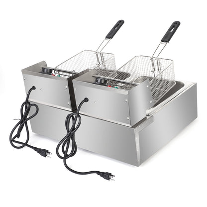 110V 12L Stainless Steel Double Cylinder Electric Fryer