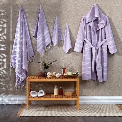 Marida Unisex Cotton Hammam Robe and Towel Set, 5 Pieces