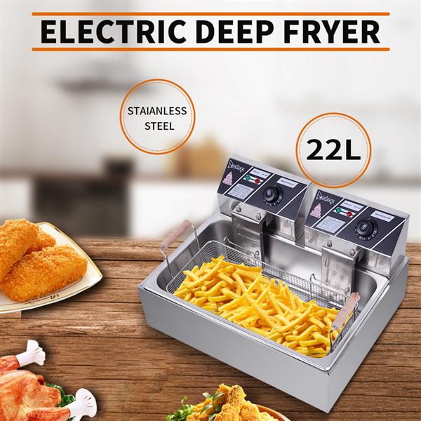 110V 12.7Qt/12L Stainless Steel Cylinder Electric Fryer 5000W