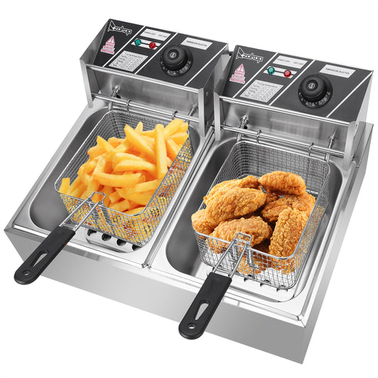 110V 12L Stainless Steel Double Cylinder Electric Fryer