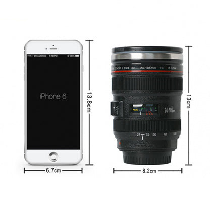 Camera Lens Mug with Flat Lid FDA LFGB approved.