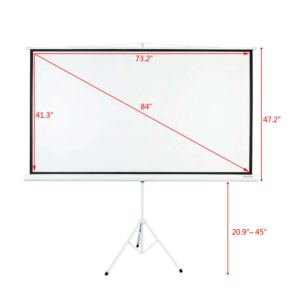 84 INCH 16:9 HD Portable Tripod Pull Up Projector Screen Curtain