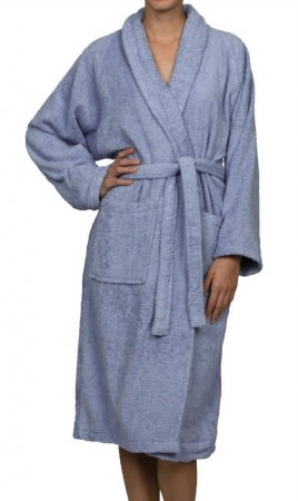 Superior Egyptian Cotton Unisex Terry Cotton Bath Robe Blue  Small