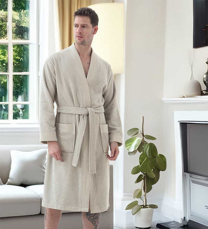 Men's Organic Turkish Cotton Terry Kimono Robe | Terry Cloth Bathrobe