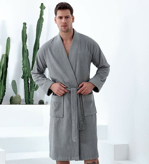 Men's Organic Turkish Cotton Terry Kimono Robe | Terry Cloth Bathrobe