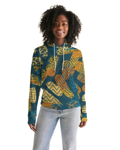 Womens Hoodie - Pullover Sweatshirt - Graphic / Blue Abstract